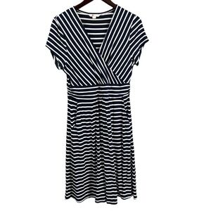 Boden Navy and White Striped Dress
